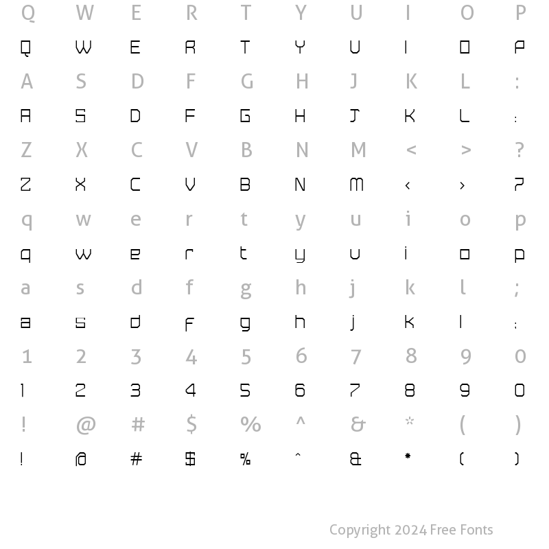 Character Map of Tremble Light