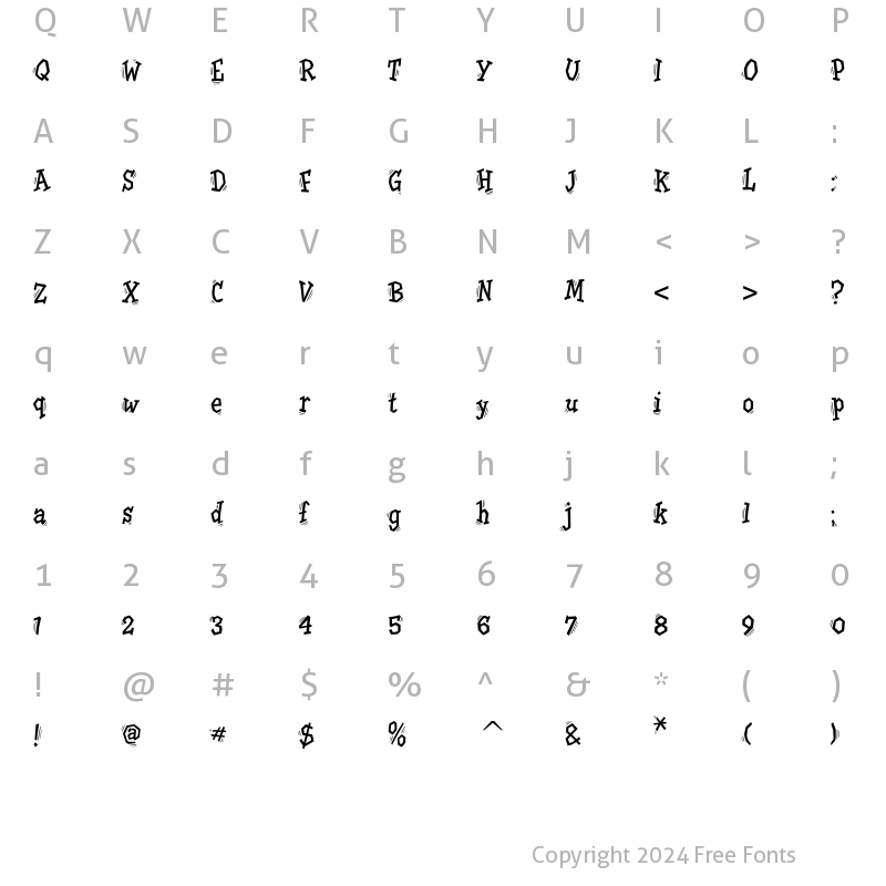 Character Map of Tremor ITC Std Regular