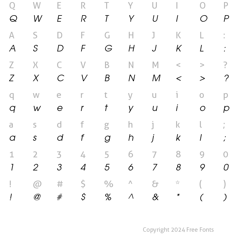 Character Map of Trendex SSi Italic