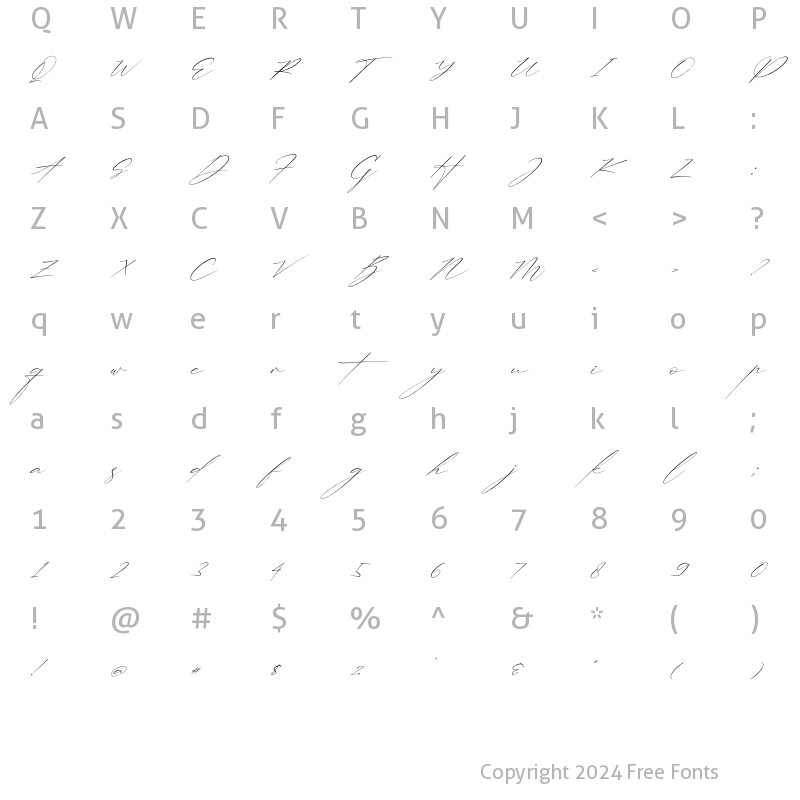 Character Map of Trescilla Corinne Italic