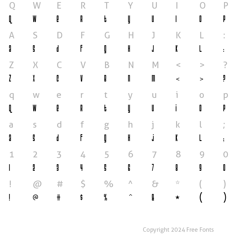 Character Map of Triac 71 Regular