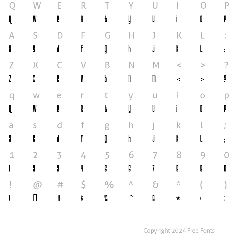 Character Map of TriacSeventyone Regular