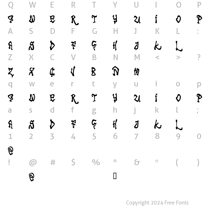 Character Map of Tribal Funk Regular