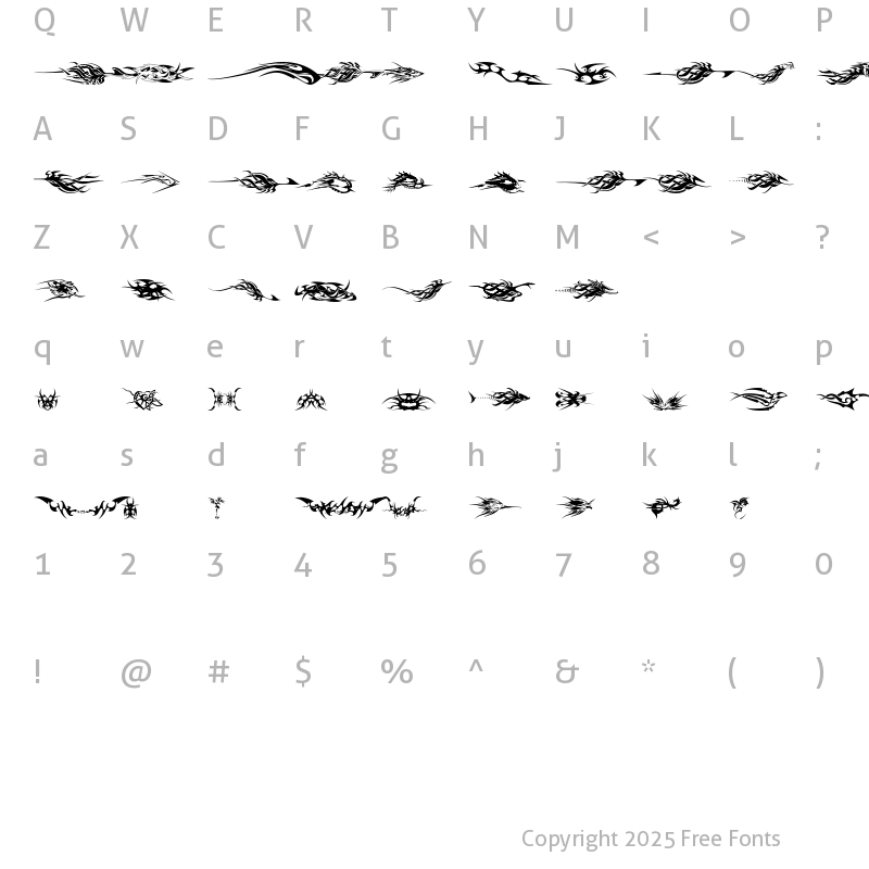 Character Map of tribalz by marioz Regular
