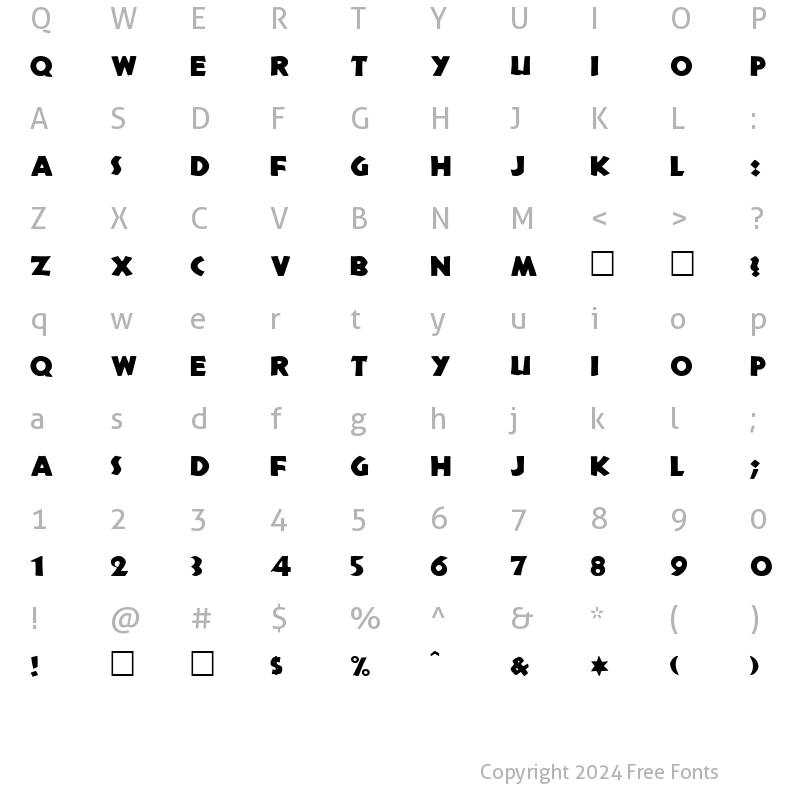 Character Map of TribecaSolid Regular