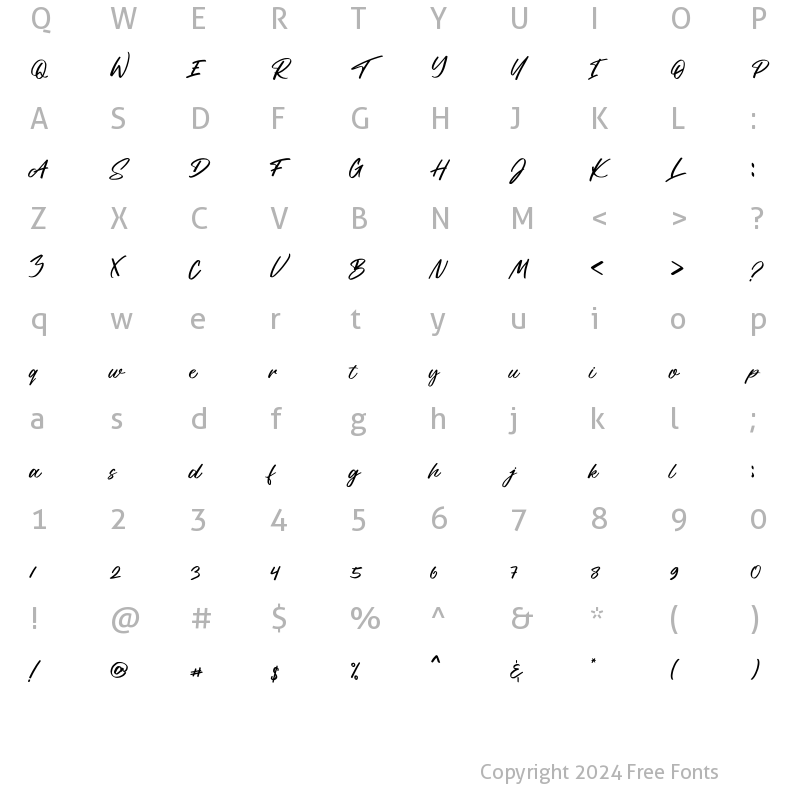 Character Map of Tribista Regular