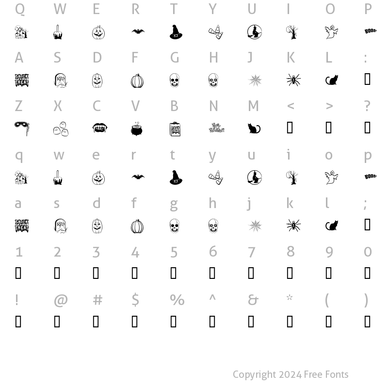 Character Map of Trick or Treat BV Regular