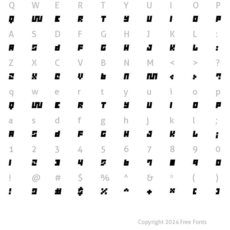 Character Map of Trick  T12 Regular