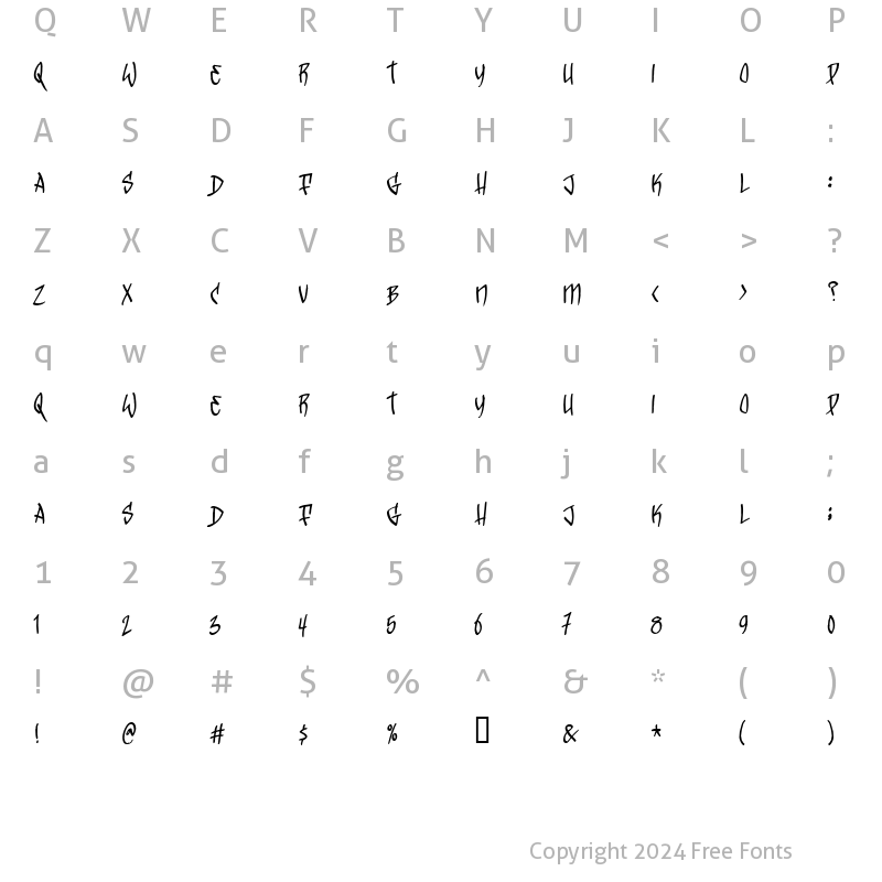 Character Map of TrickTag Regular