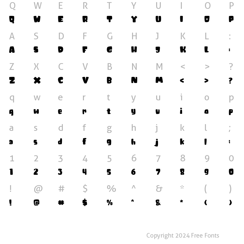 Character Map of Tricky Jimmy Regular