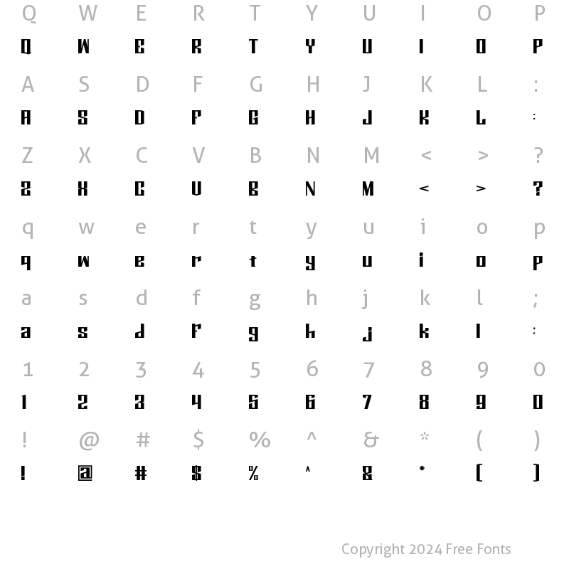 Character Map of trigme Regular