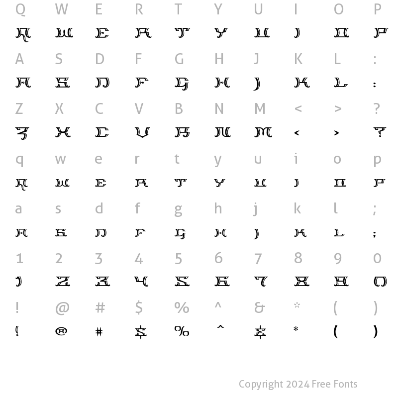 Character Map of Trillium Gilded Regular