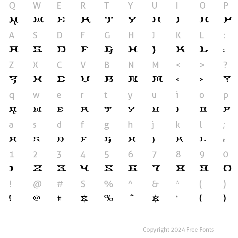 Character Map of Trillium Regular