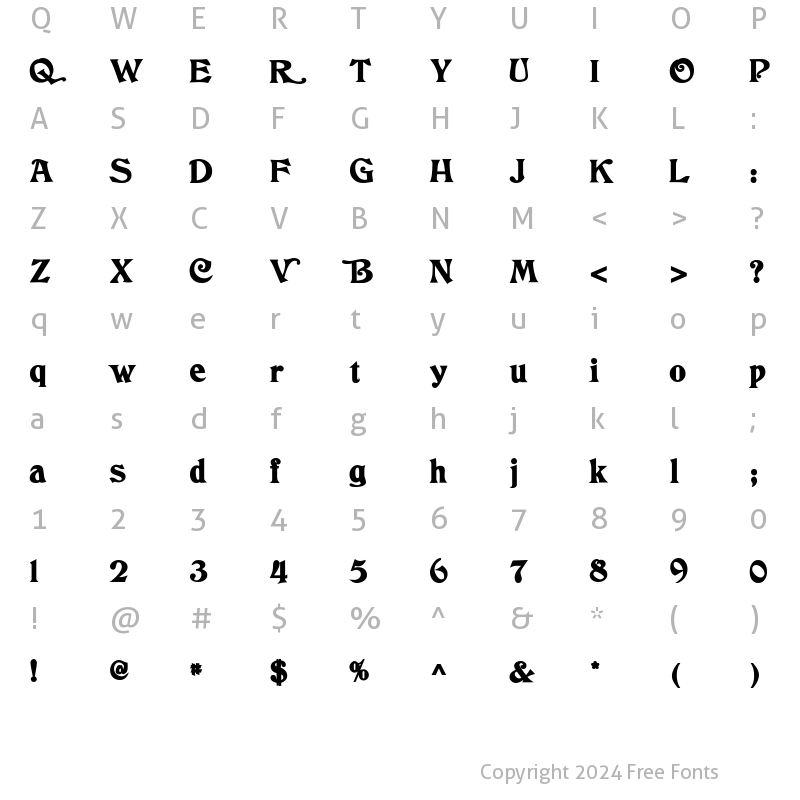 Character Map of Tringle Bold