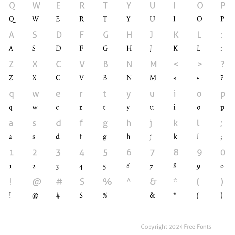 Character Map of TriniteNo1 Condensed Roman