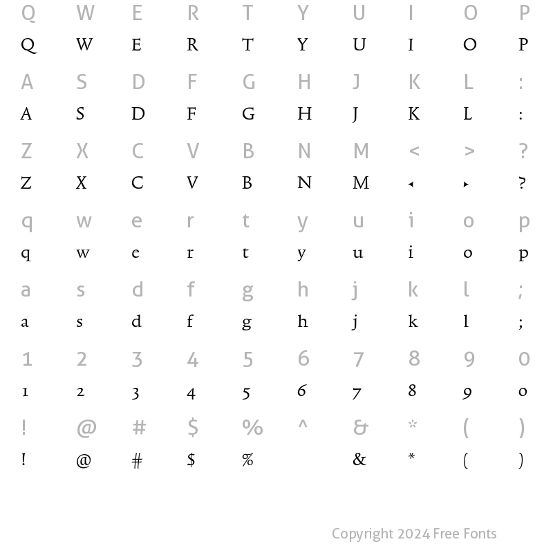 Character Map of TriniteNo1 Wide Roman