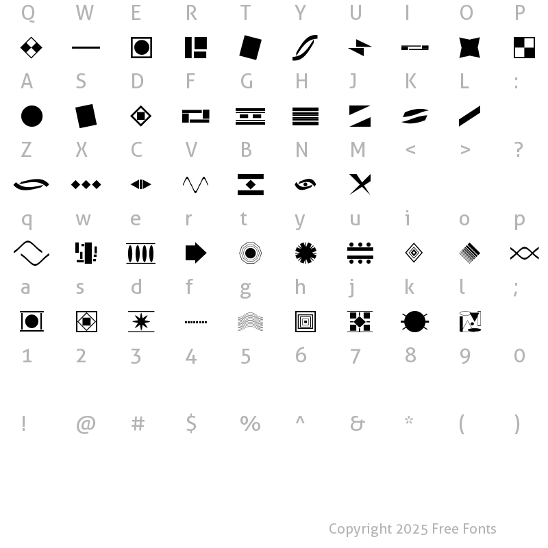 Character Map of Trinkets JL (Border Elements) Regular