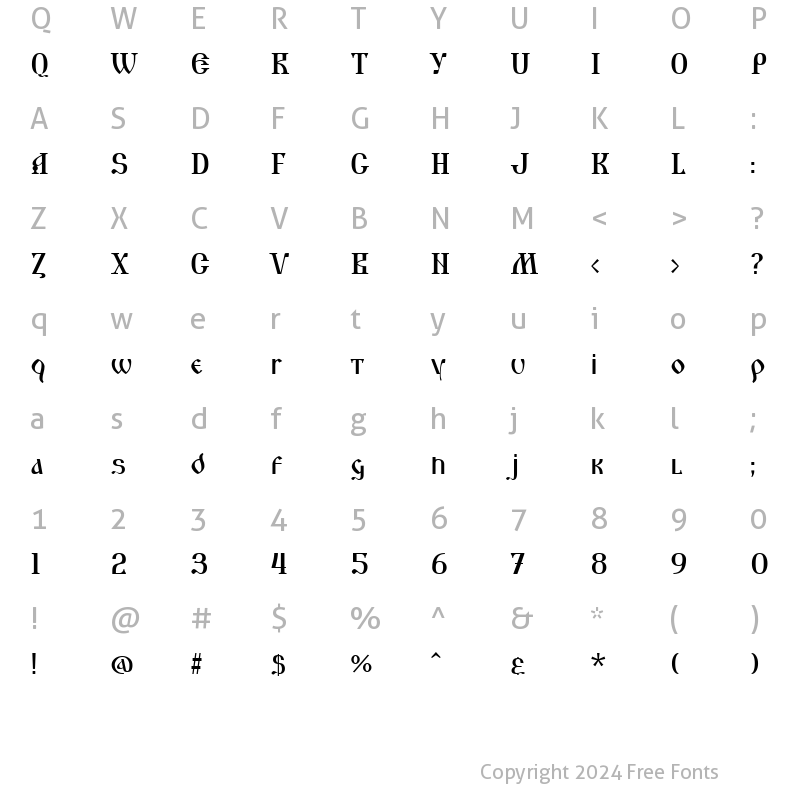 Character Map of TriodPostnaja Medium