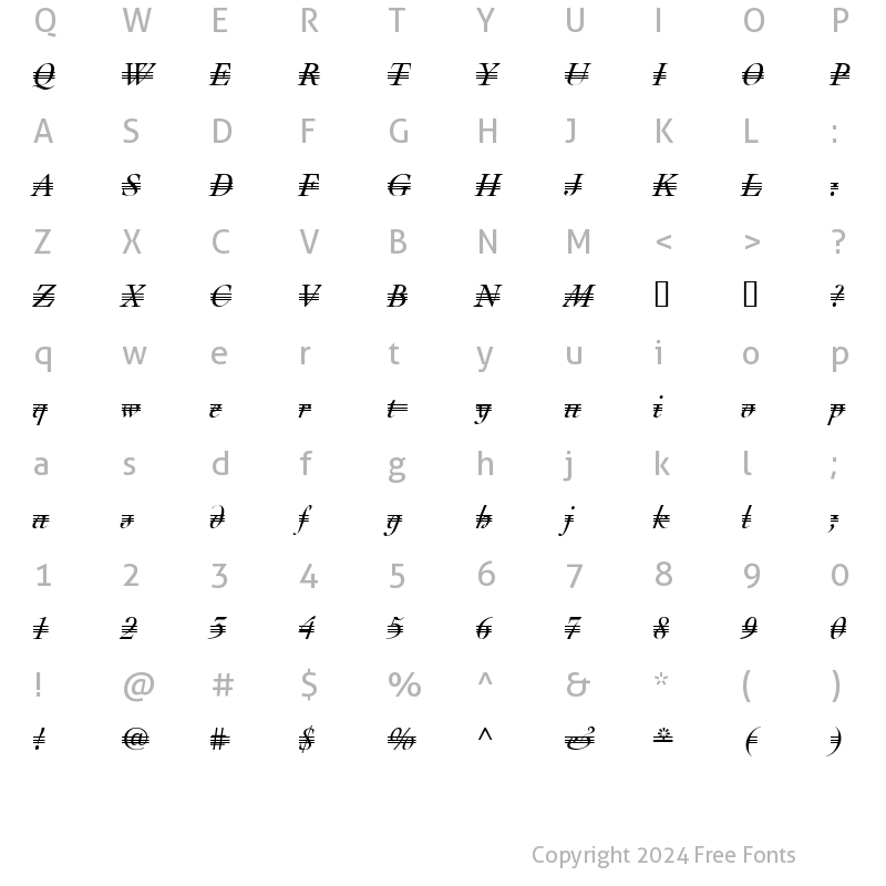 Character Map of Triple SlashSerif