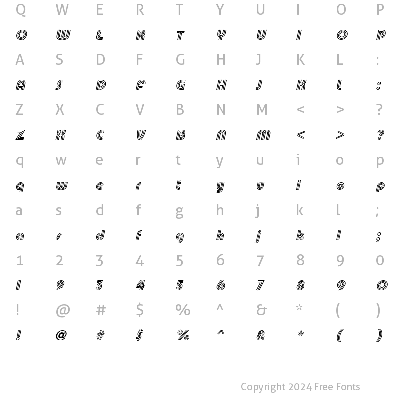 Character Map of Triplee Slanted Normal