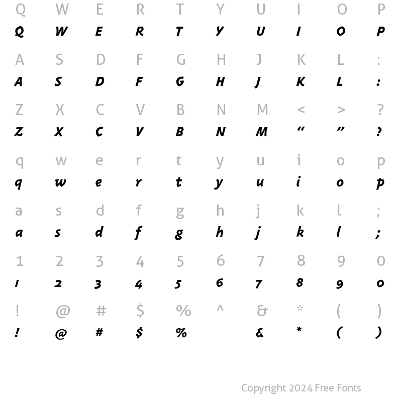 Character Map of Triplex-ExtraBold Extra BoldItalic