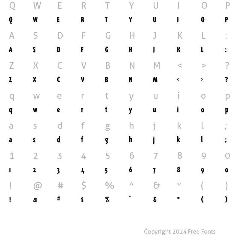 Character Map of TriplexConBlackOldstyle Regular