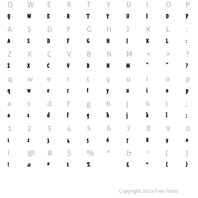 Character Map of TriplexCondSerifBlack Regular