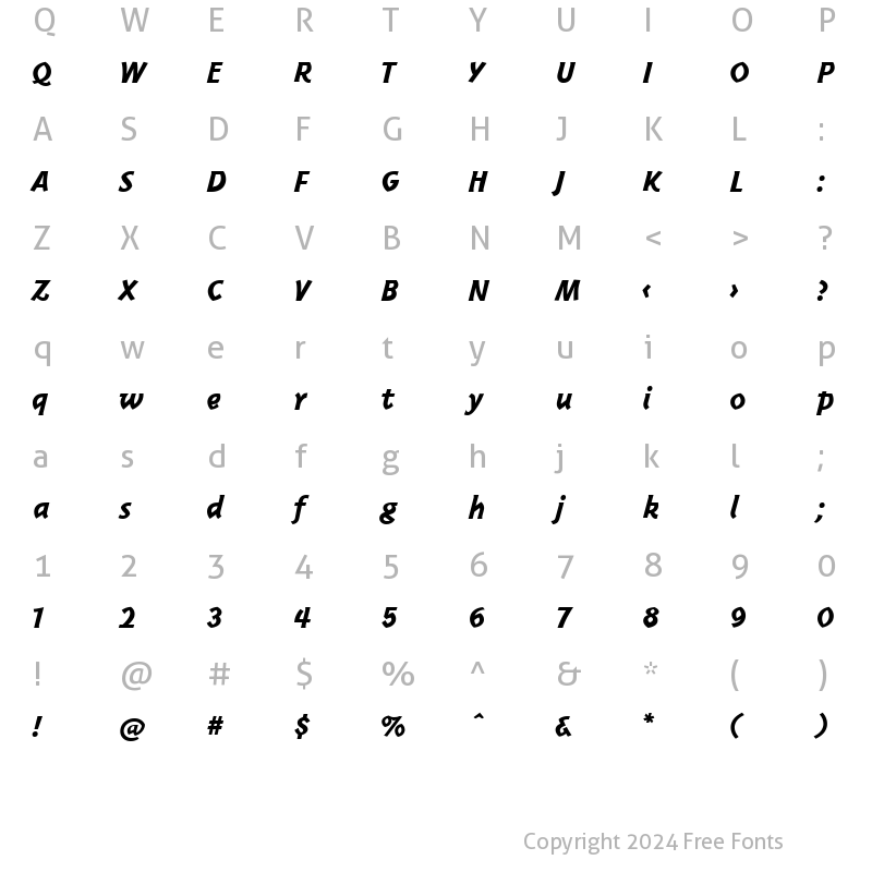 Character Map of TriplexItalicExtraboldLining Italic