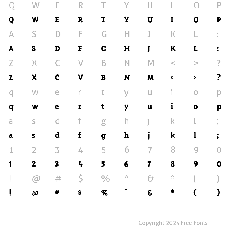 Character Map of TriplexSerifExtraBoldLining Bold