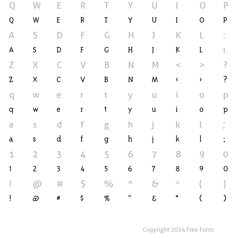 Character Map of TriplexSerifLightLining Regular