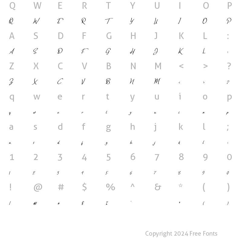 Character Map of Tripolitania Script Regular