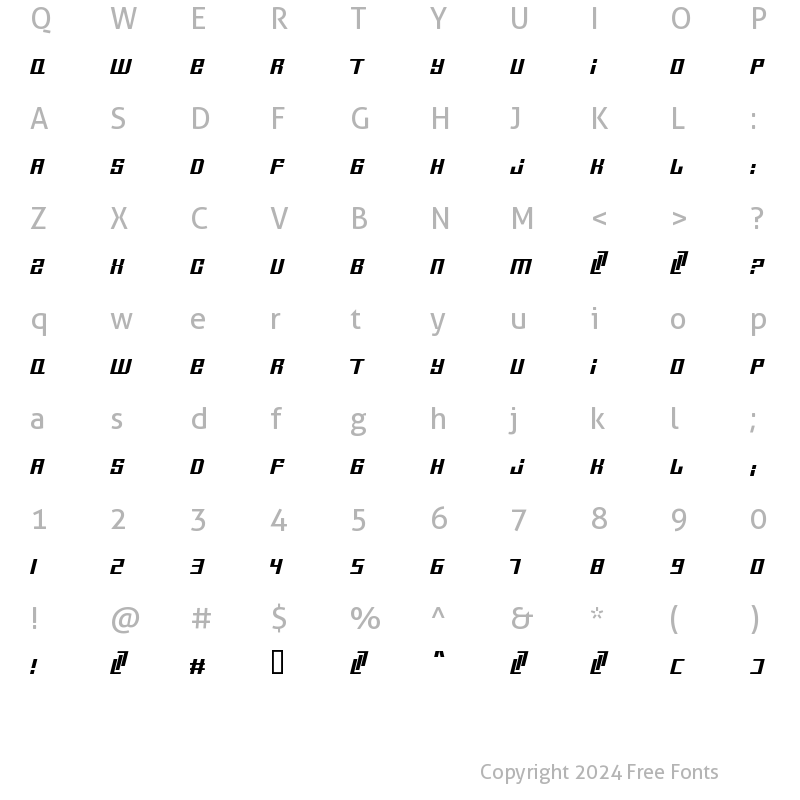 Character Map of Tristar New Regular