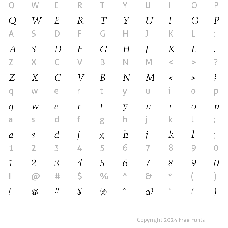 Character Map of Triumph Italic