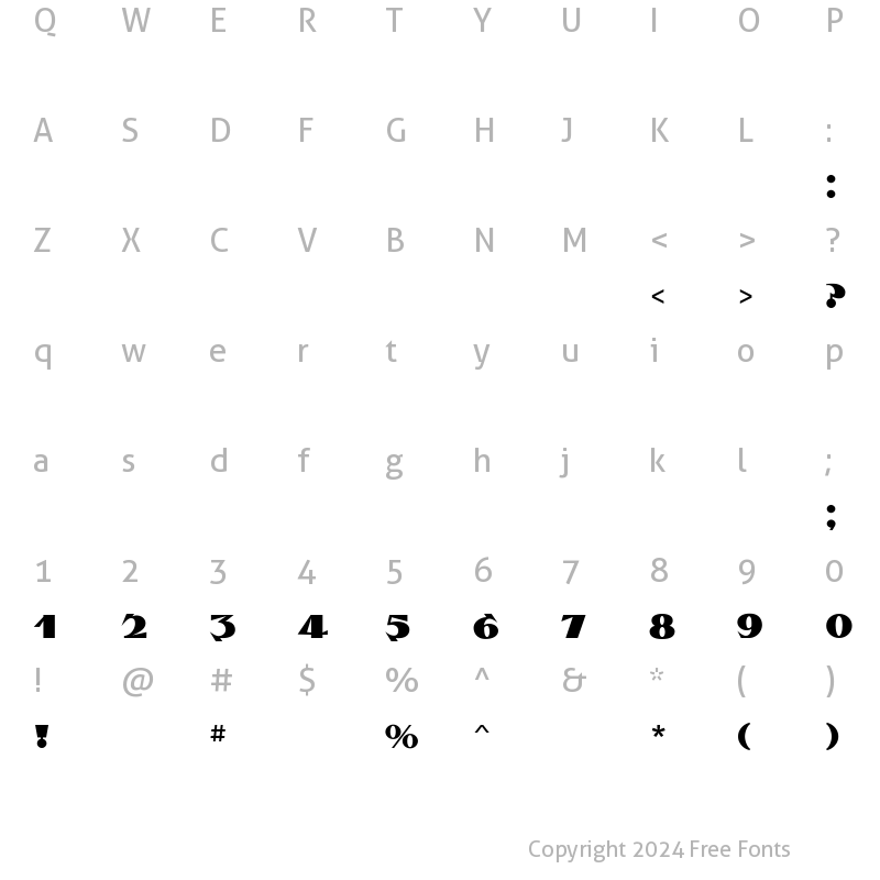 Character Map of Triumph Regular