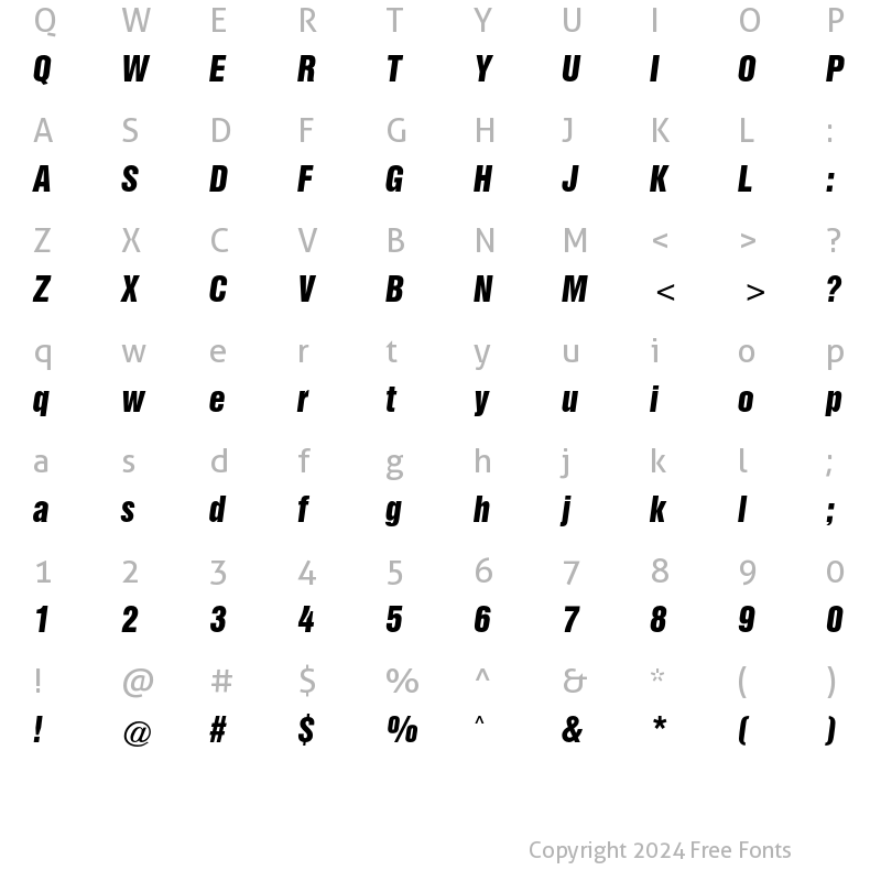 Character Map of Triumvirate CG Inserat Italic