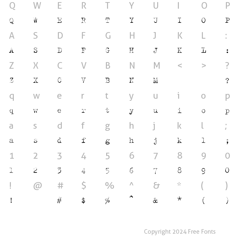 Character Map of Trixie-Light Regular