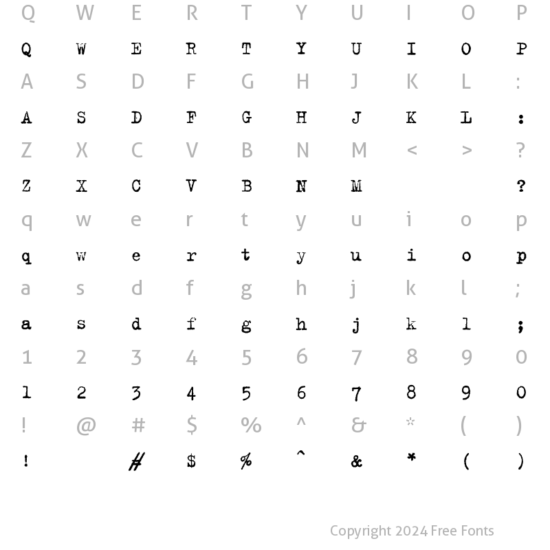 Character Map of Trixie-Plain Regular