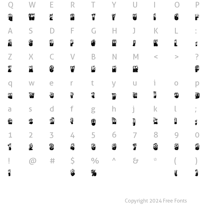 Character Map of trop flou Regular