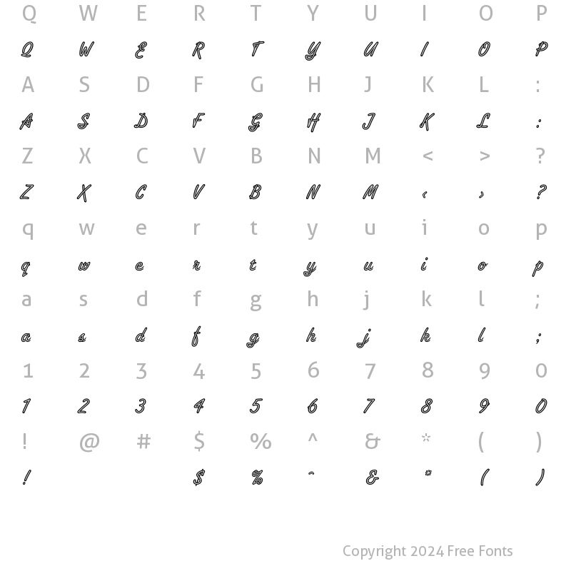 Character Map of Tropica Script Regular