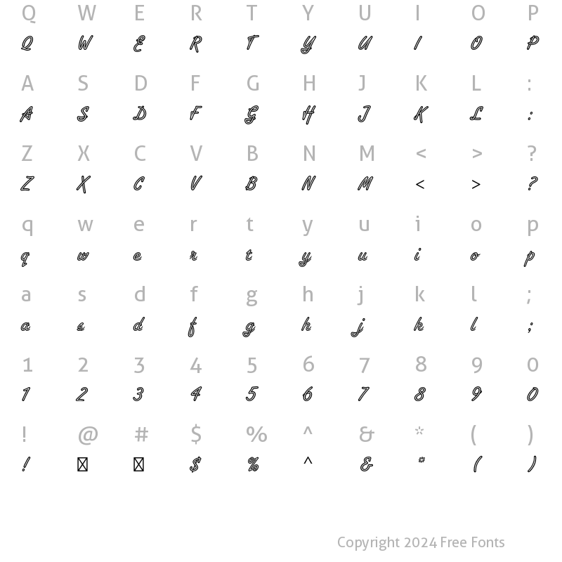 Character Map of Tropica Script Std Regular