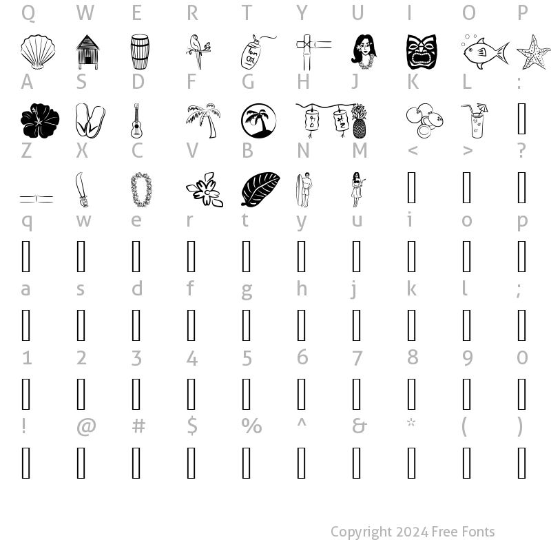 Character Map of Tropicana BV Regular