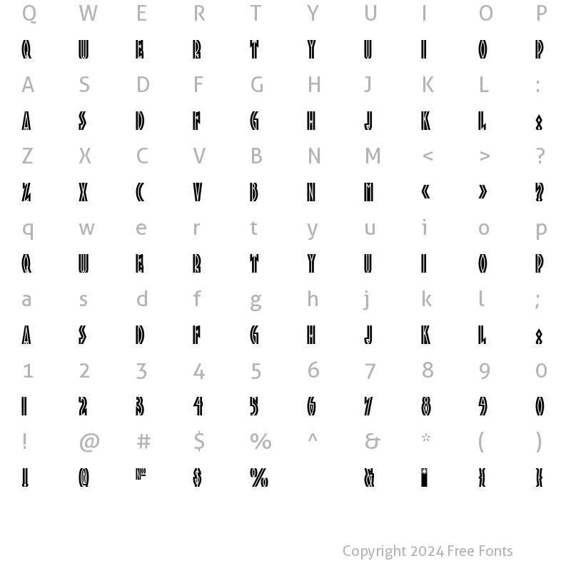 Character Map of Tropicana NF Regular