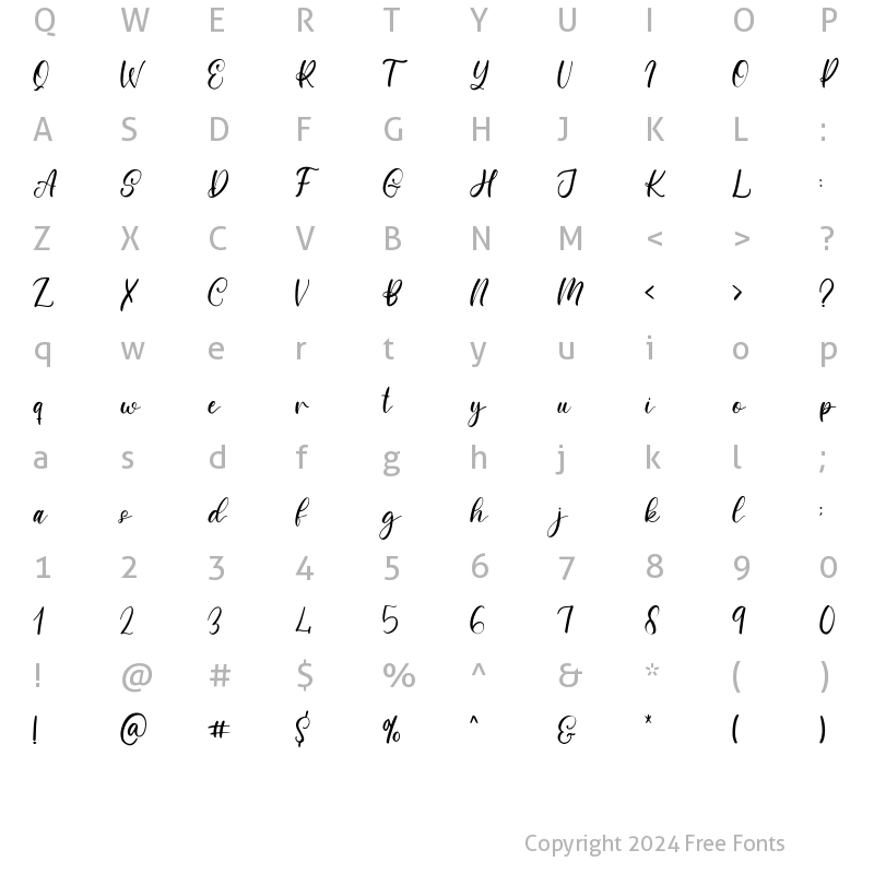 Character Map of Troubled Baby Regular