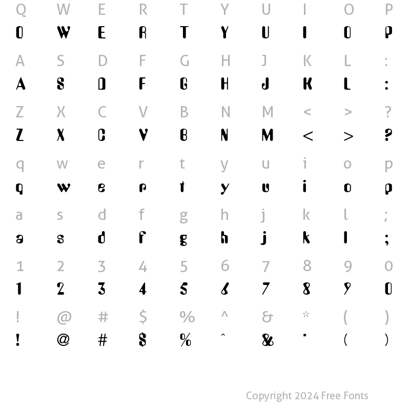 Character Map of TrSah Amy Regular