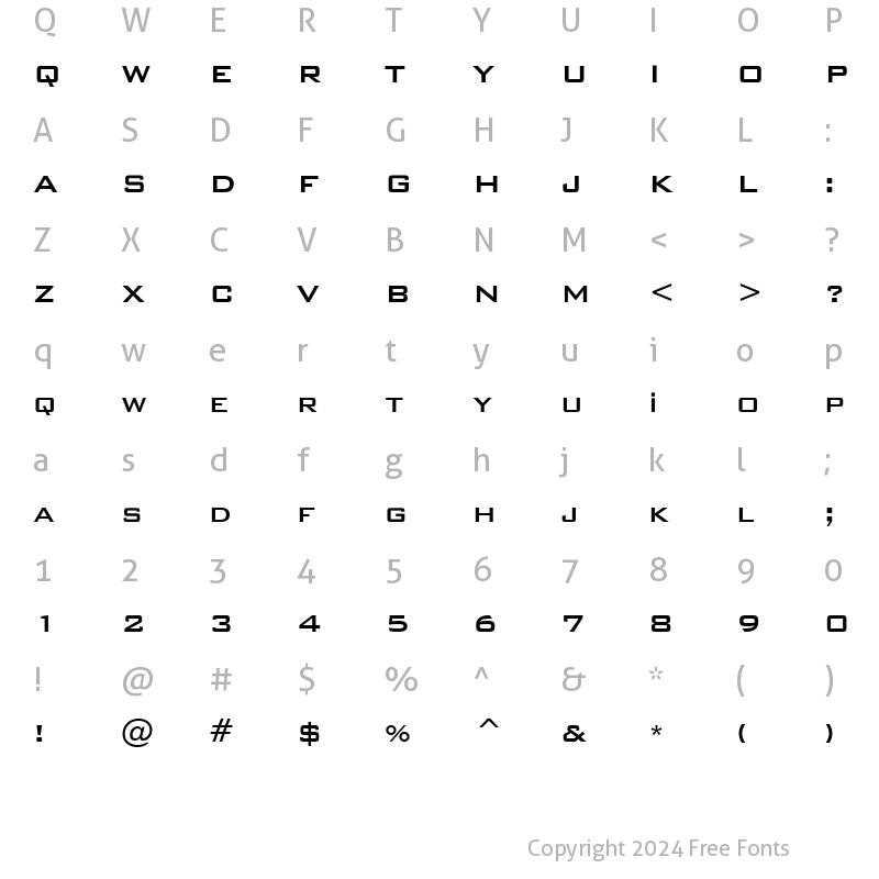 Character Map of TrSah BankGothic Md BT Medium