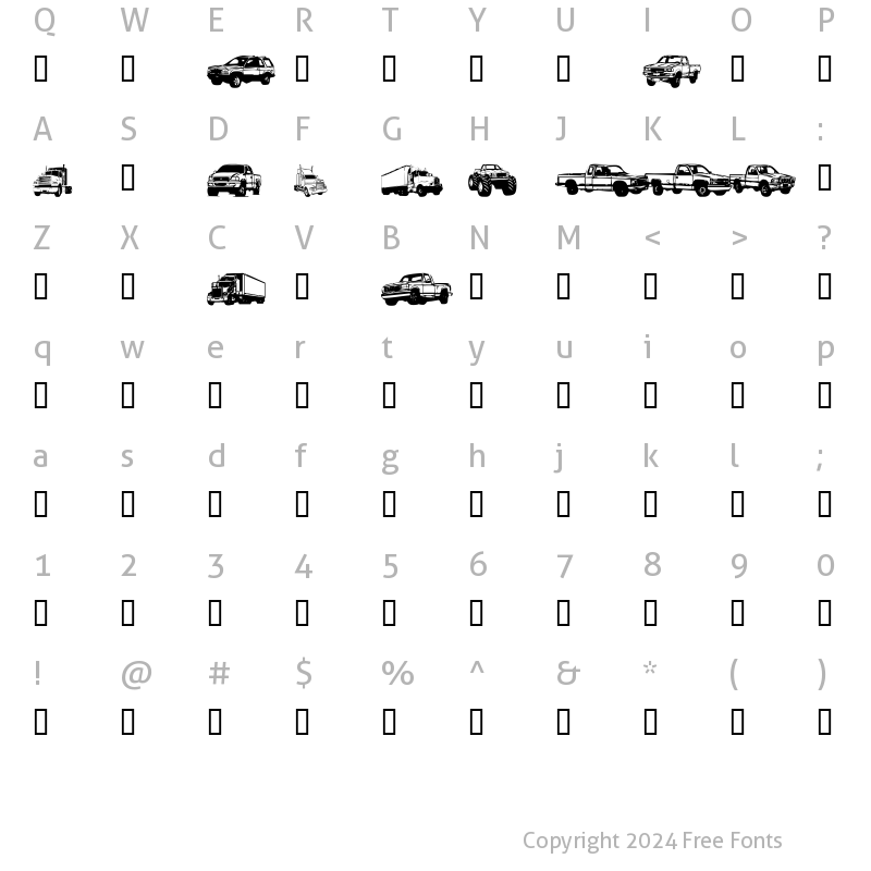 Character Map of Trucks for Judy *S* Regular