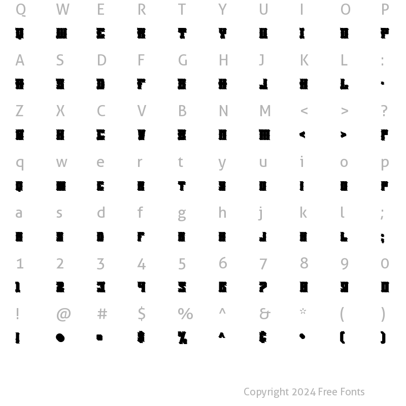 Character Map of True West Extrude Regular