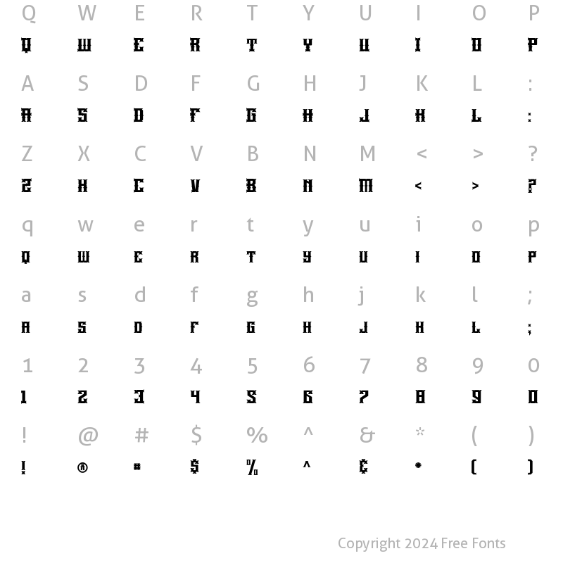 Character Map of True West Regular