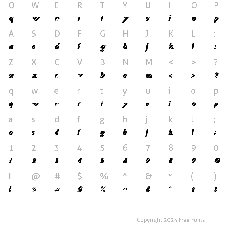 Character Map of Truffle Italic