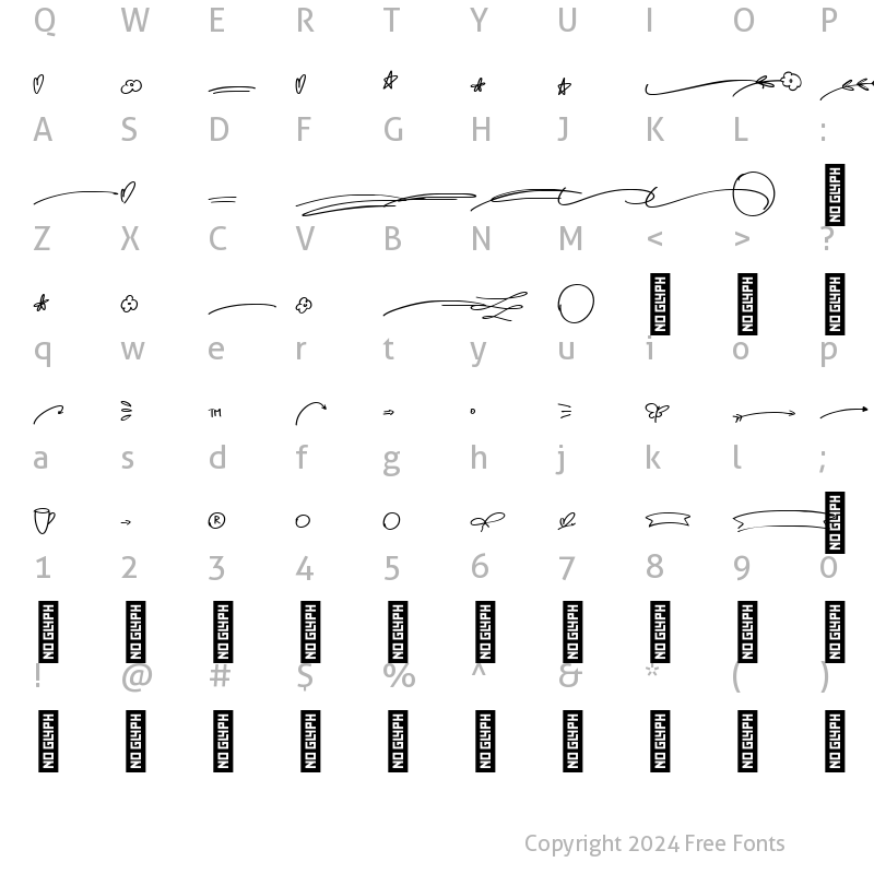 Character Map of Truly Lully Extras